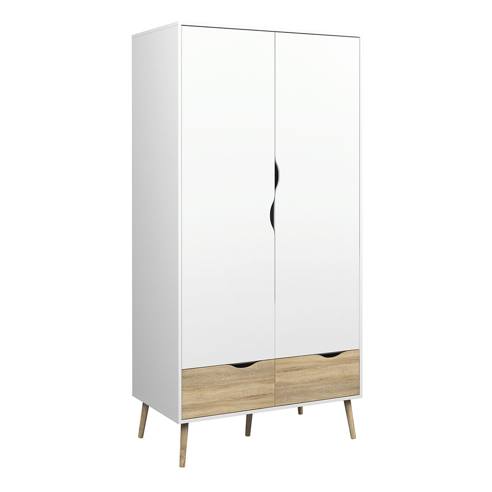 Oslo Wardrobe 2 Doors 2 Drawers White and Oak